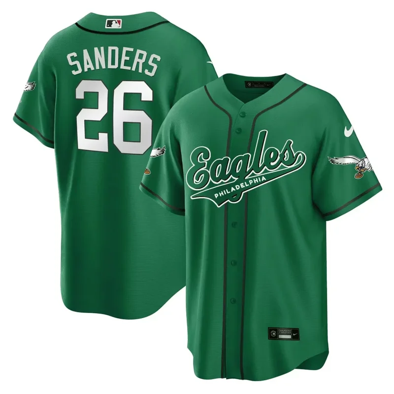 Darius Slay Jr Black EAGLES KELLY GREEN BASEBALL JERSEY ALL STITCHED - Image 4