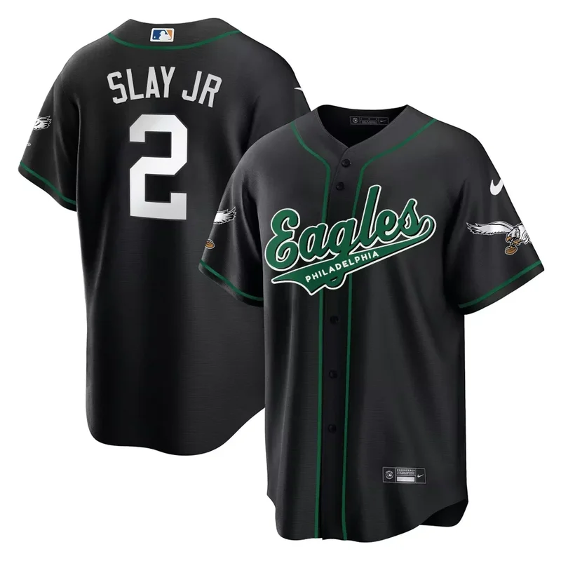 Darius Slay Jr Black EAGLES KELLY GREEN BASEBALL JERSEY ALL STITCHED