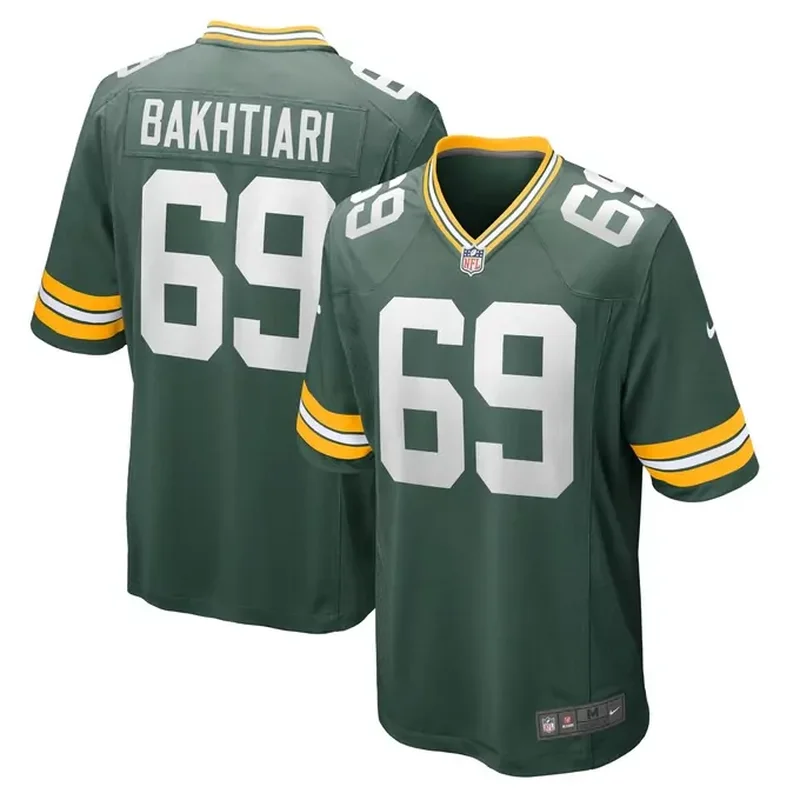 David Bakhtiari Green Bay Packers Game Team Jersey Green