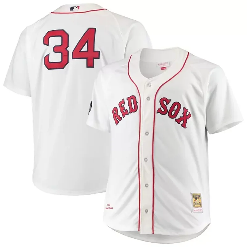 Boston Red Sox Cooperstown Collection Mesh Wordmark V-Neck Jersey Navy - Image 2