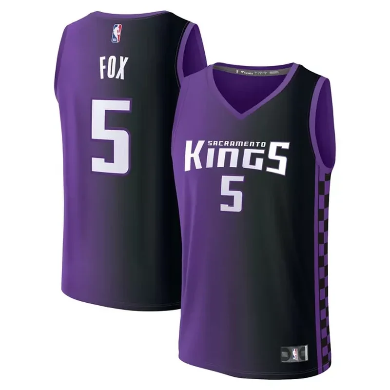 DeAaron Fox Sacramento Kings Jordan Brand Unisex Jersey Statement Edition Purple - Image 2