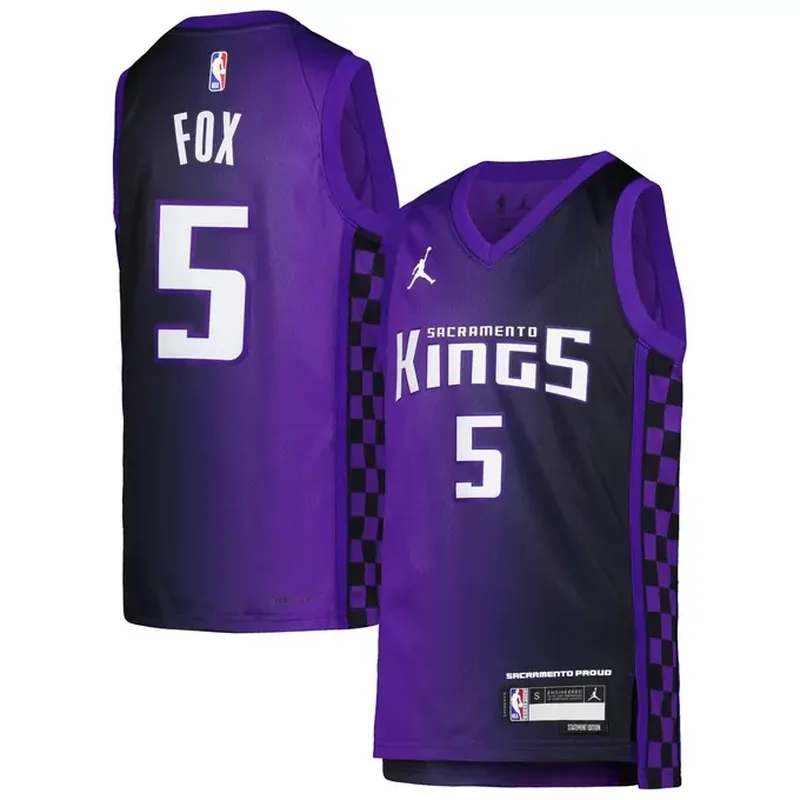 DeAaron Fox Sacramento Kings Unisex 2023/24 Jersey Blue City Edition - Image 4