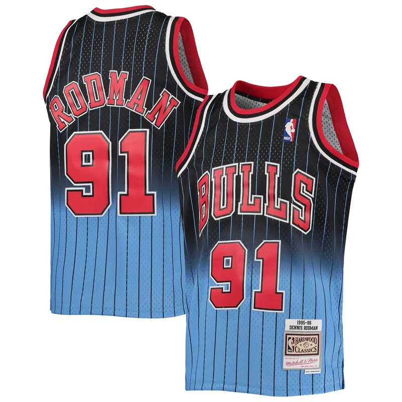 Dennis Rodman Chicago Bulls 1995/96 Hardwood Classics Fadeaway Player Jersey - Blue/black NBA