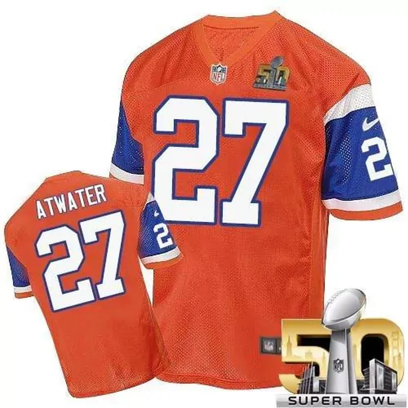 Denver Broncos #27 Steve Atwater Orange Throwback Super Bowl 50 Men's Stitched Elite Jersey
