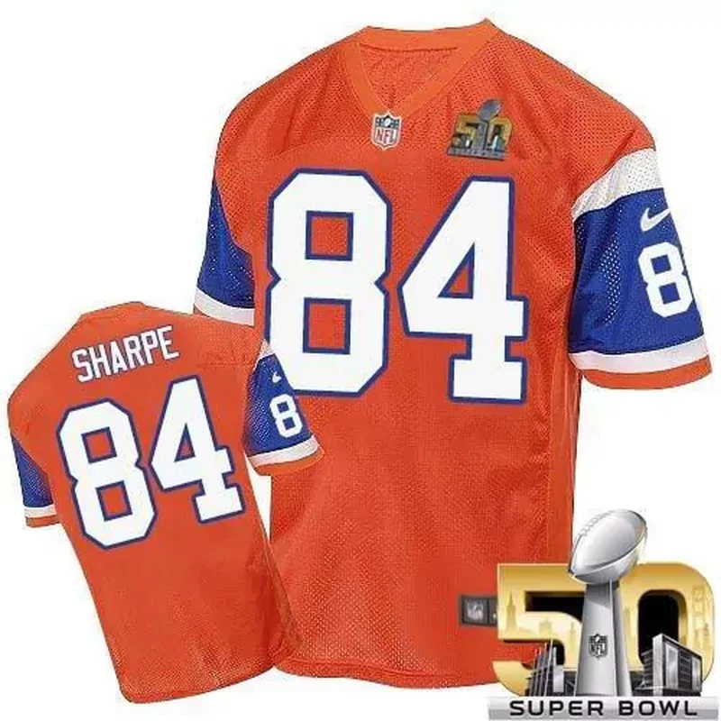 Denver Broncos #84 Shannon Sharpe Orange Throwback Men's Stitched Elite Jersey - Image 2