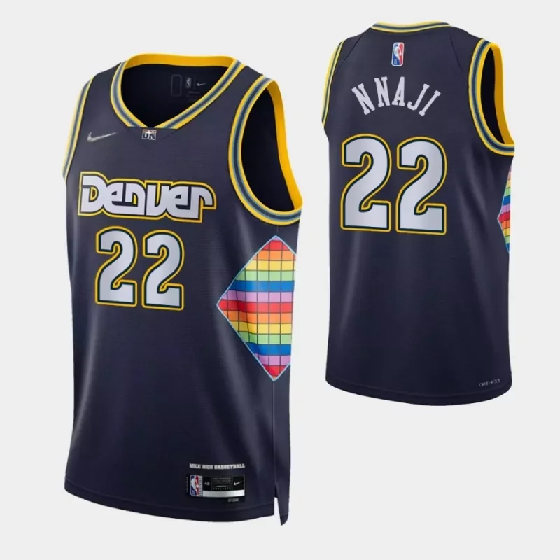 denver nuggets #22 zeke nnaji 75th anniversary city navy Basketball jersey