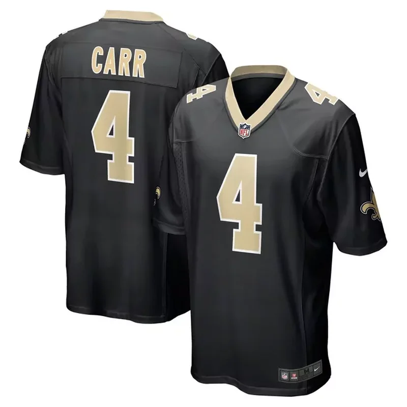 New Orleans Saints Womens Custom Game Jersey Black - Image 4
