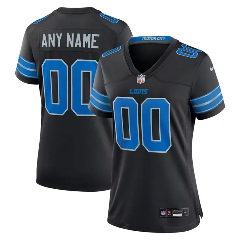 Detroit Lions Womens Alternate Custom Game Jersey Black