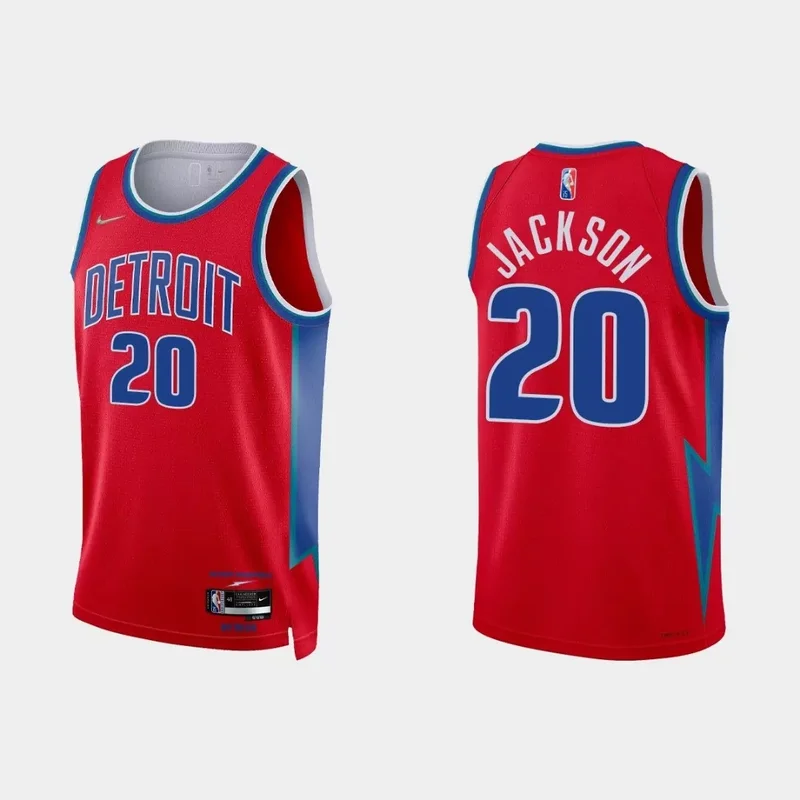 Detroit Pistons Josh Jackson #20 NBA Basketball City Red Jersey Pistons Fans