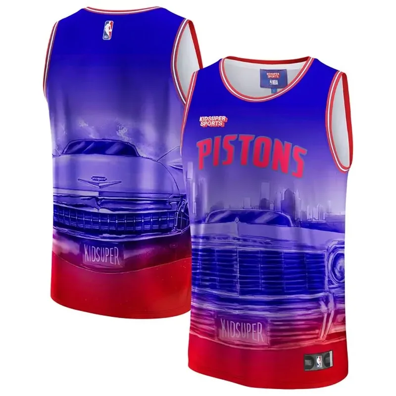 Detroit Pistons NBA & KidSuper Studios by Unisex Hometown Jersey Red