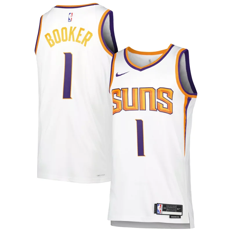 Phoenix Suns #1 Devin Booker Unisex Jersey - White - Association Edition - Image 2
