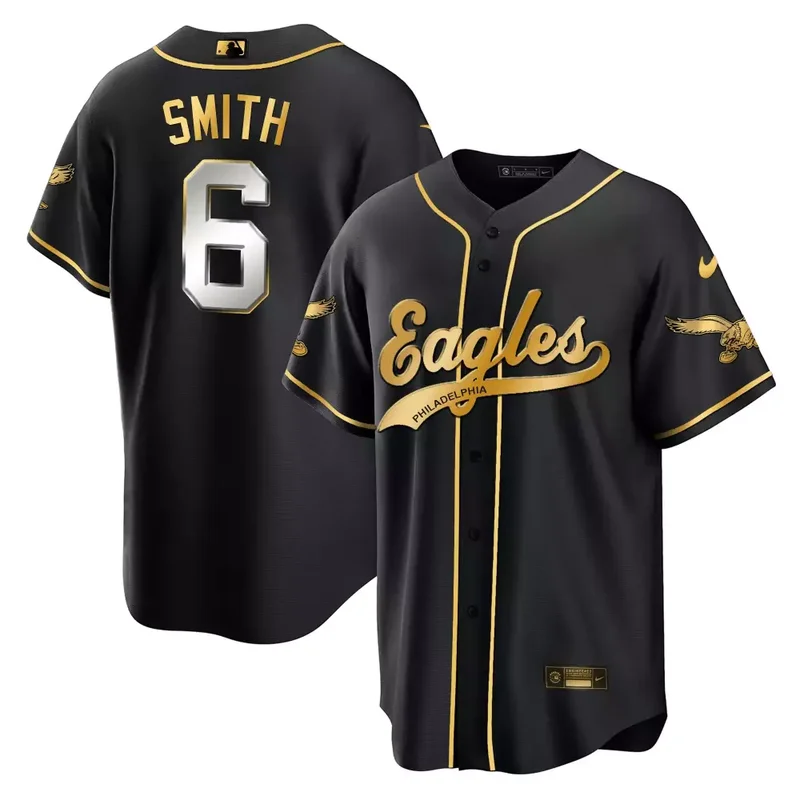 DeVonta Smith Black EAGLES KELLY GREEN BASEBALL JERSEY ALL STITCHED - Image 4