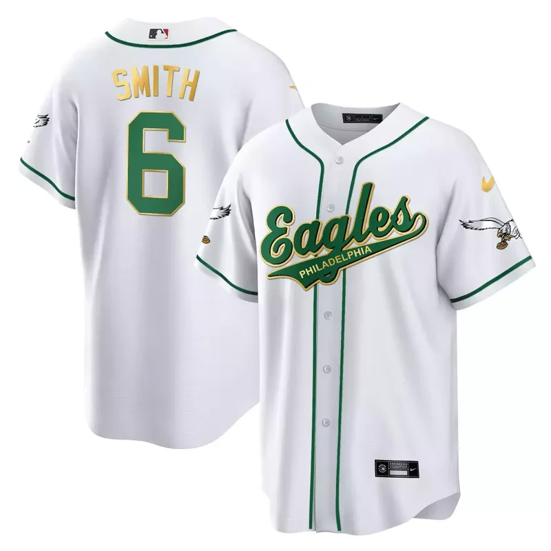 DeVonta Smith Black EAGLES KELLY GREEN BASEBALL JERSEY ALL STITCHED - Image 3