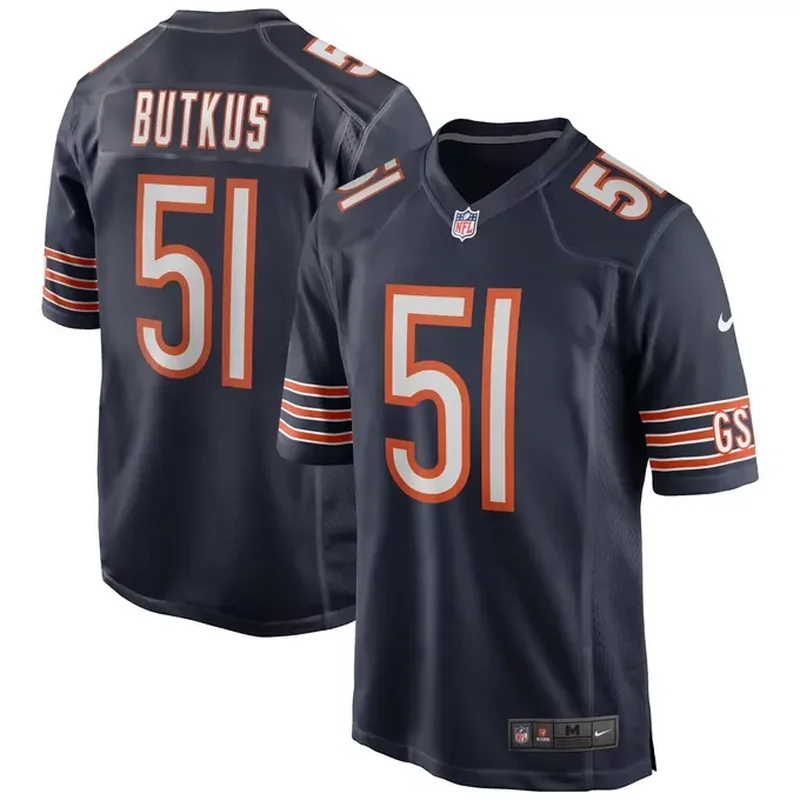 Dick Butkus Chicago Bears Game Retired Player Jersey Navy