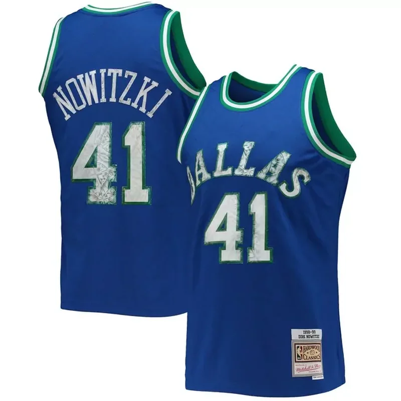 Dirk Nowitzki Dallas Mavericks 1998/99 Classics NBA 75th Anniversary Diamond Jersey Blue
