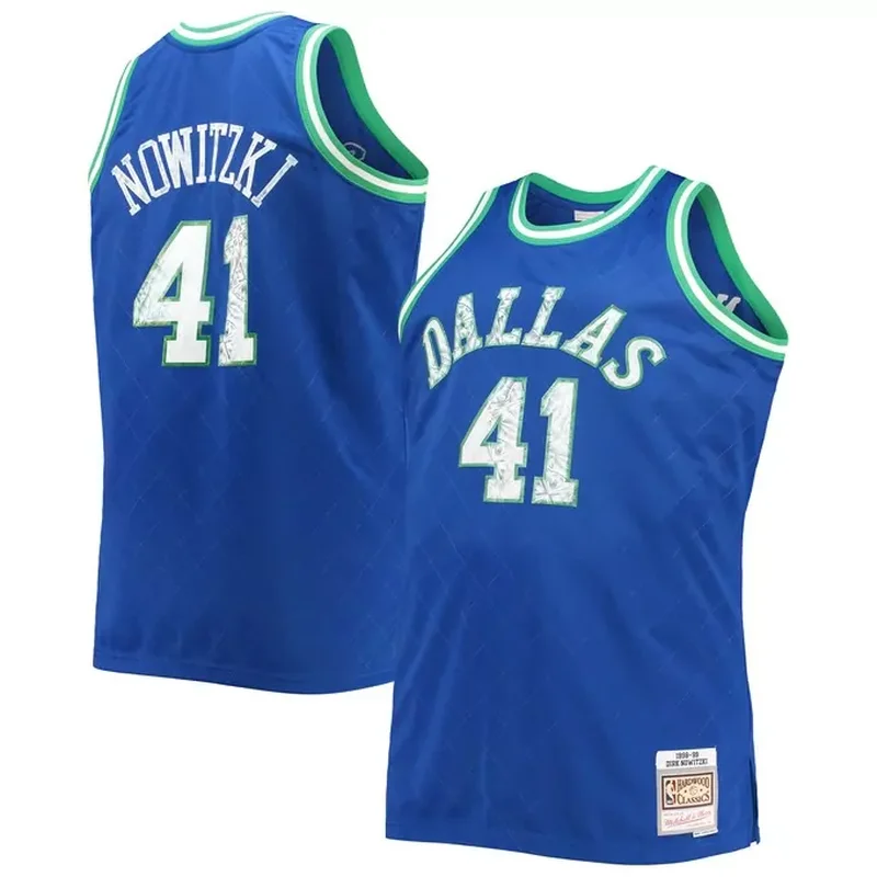 Jason Kidd Dallas Mavericks Classics 1994/95 Split Jersey Blue/Green - Image 4