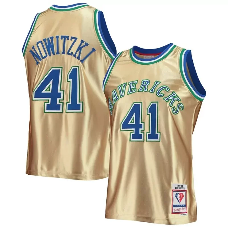 Dirk Nowitzki Dallas Mavericks 75th Anniversary 1998/99 Classics Jersey Gold