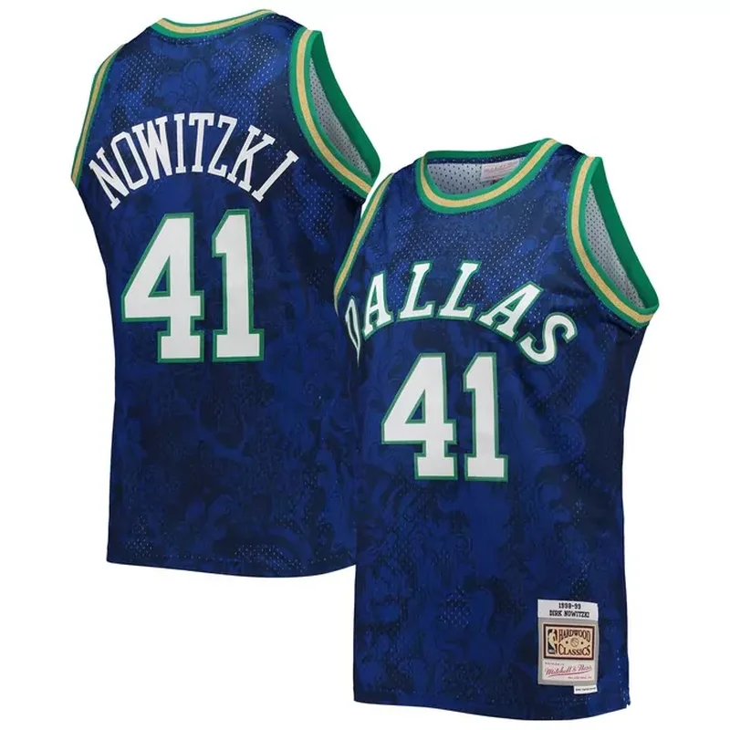 Dirk Nowitzki Dallas Mavericks 1998/99 Classics NBA 75th Anniversary Diamond Jersey Blue - Image 2