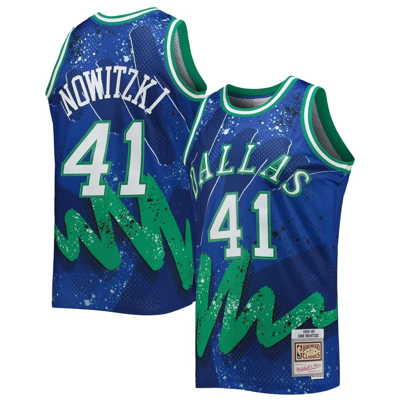 Dirk Nowitzki Dallas Mavericks Hardwood Classics 1998-99 Hyper Hoops Jersey - Blue NBA