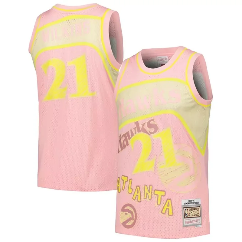 Dominique Wilkins Atlanta Hawks 1986/87 Sidewalk Sketch Jersey Pink