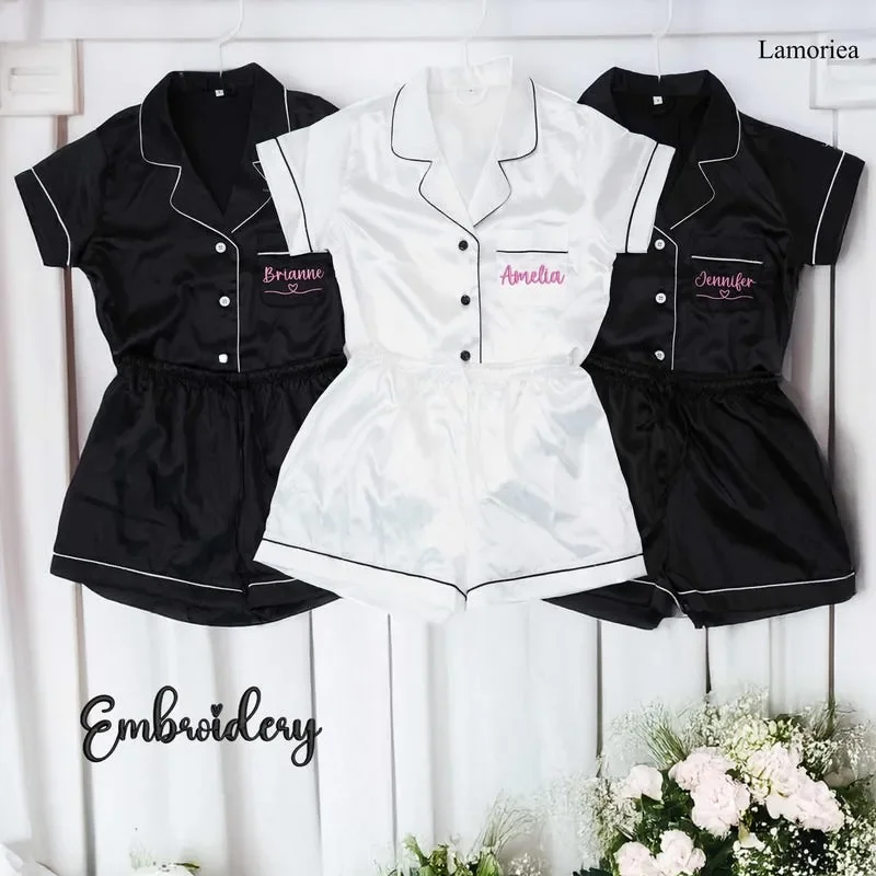 Embroidered Monogram Womens Set Bridesmaid Proposal Gift Pajamas Bridal Pjs Matching Pyjamas Wedding for Her