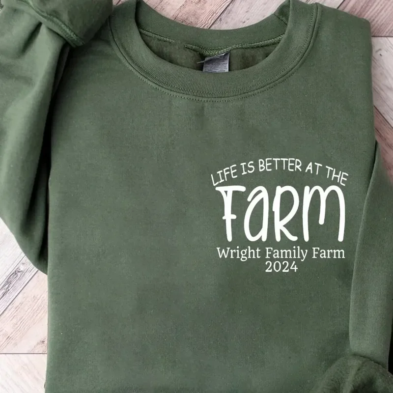 Farm Est Custom Customizable Name Life Is T-Shirt Hoodie Sweater Better On The Matching Family Pocket Farmer