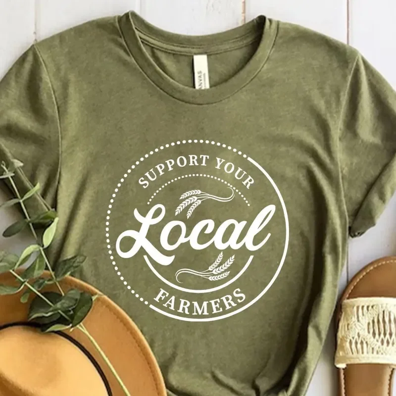 Farm Girl Support Your Local Farmers Farmer T-Shirt Hoodie Sweater Market Positive Funny