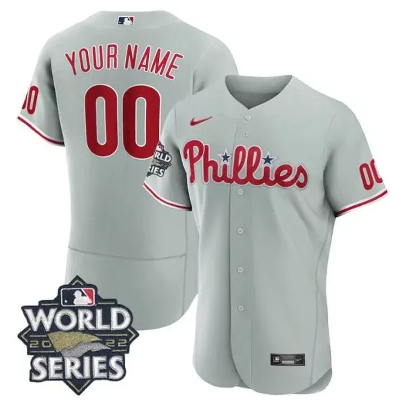 Flex Base Gray Philadelphia Phillies 2022 World Series Custom Jersey All Stitched