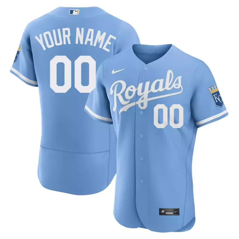 Flex Base Kansas City Royals Light Blue Custom Jersey All Stitched