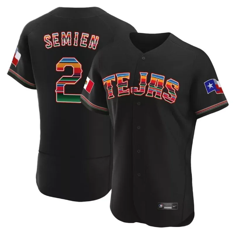 Flex Base Marcus Semien Texas Rangers Mexican Black Collection Jersey All Stitched