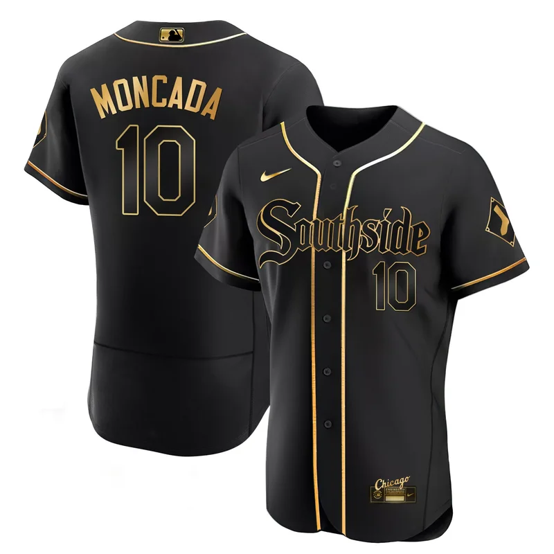 Flex White Gold Luis Robert chicago White sox Black Gold jersey all stitched - Image 5