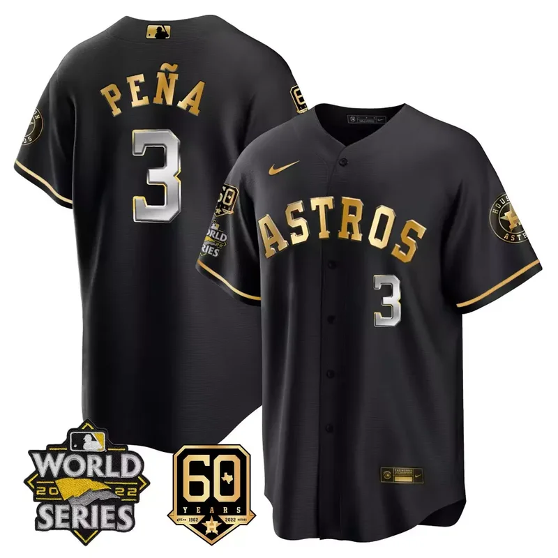 Flex Black Jos Altuve Astros 2022 World Series 60th Patch Jersey All Stitched - Image 5