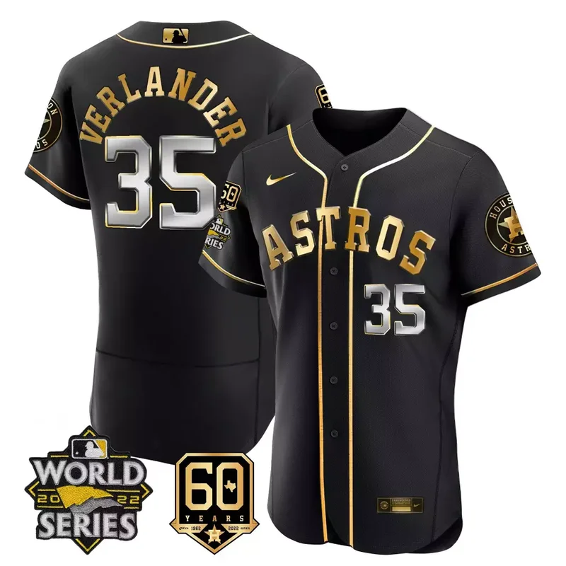 Flex Black Jos Altuve Astros 2022 World Series 60th Patch Jersey All Stitched - Image 3