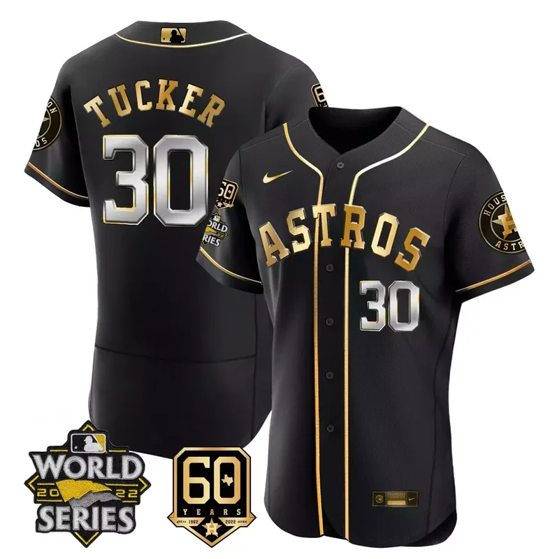 Flex Black Jos Altuve Astros 2022 World Series 60th Patch Jersey All Stitched - Image 4