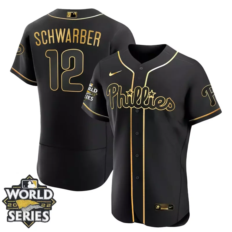 Flex Black JT Realmuto Philadelphia Phillies Gold 2022 World Series Jersey All Stitched - Image 2