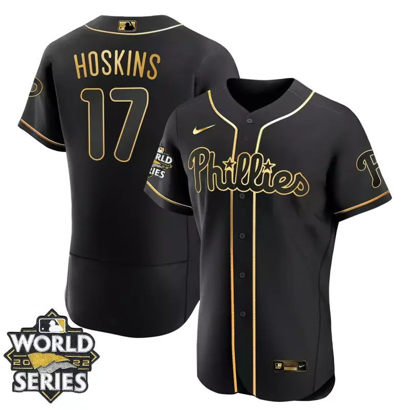 Flex Black JT Realmuto Philadelphia Phillies Gold 2022 World Series Jersey All Stitched - Image 3