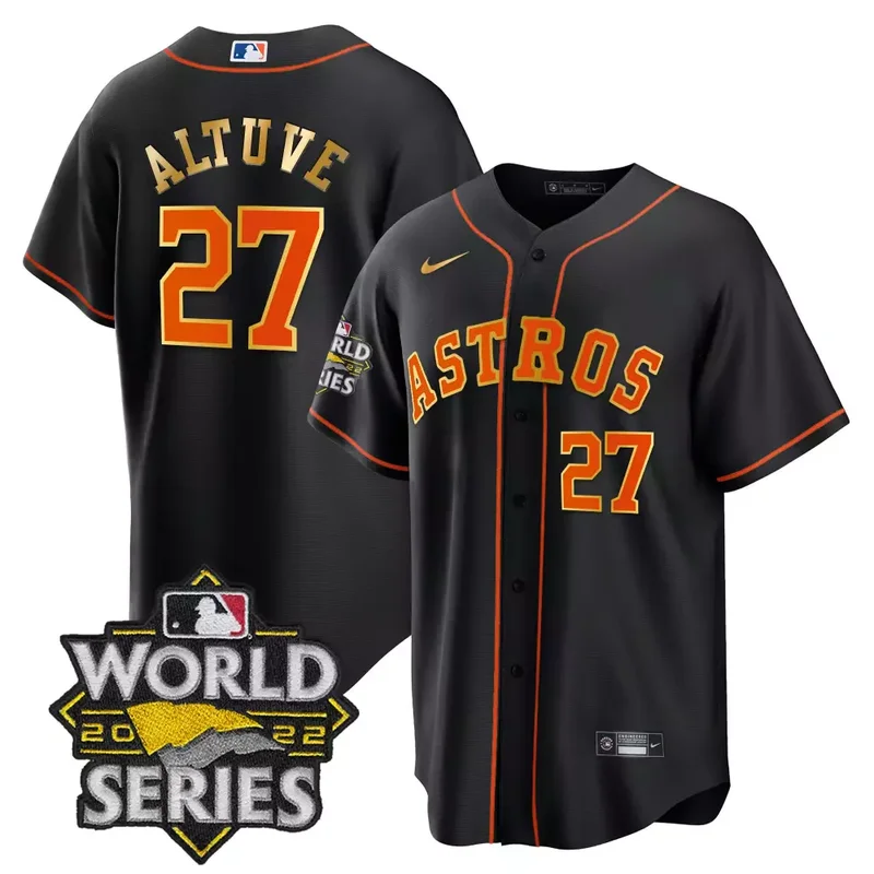 Flex Black Justin Verlander Astros 2022 World Series Gold Trim Jersey All Stitched - Image 5