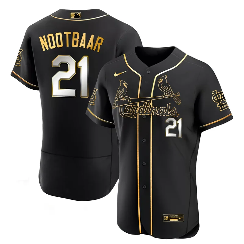 Flex Black Lars Nootbaar st. louis cardinals Black Gold jersey all stitched