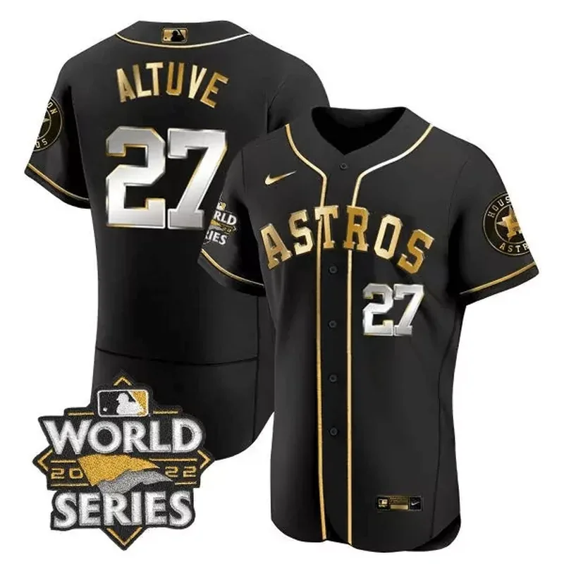 Flex Black Limited Jeremy Pena Astros 2022 World Series Gold Trim Jersey All Stitched - Image 3