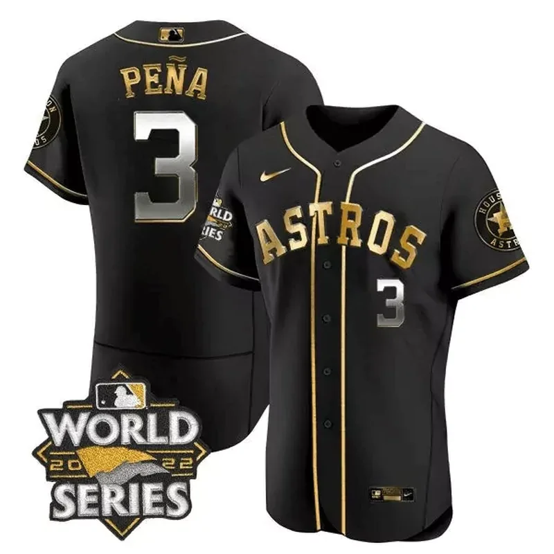 Flex Black Limited Jeremy Pena Astros 2022 World Series Gold Trim Jersey All Stitched