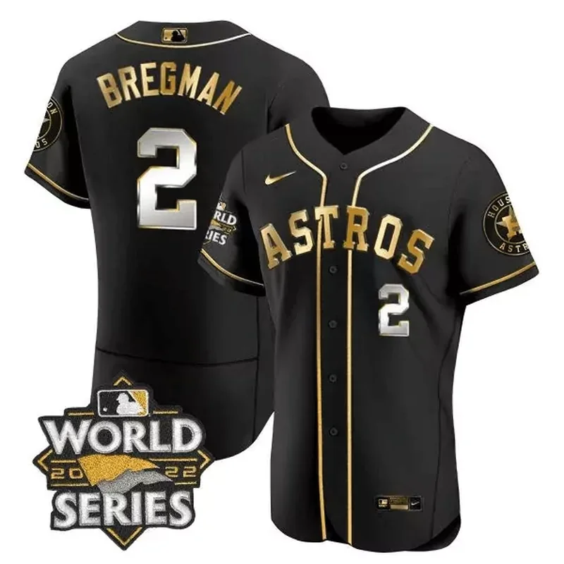 Flex Black Limited Jeremy Pena Astros 2022 World Series Gold Trim Jersey All Stitched - Image 2