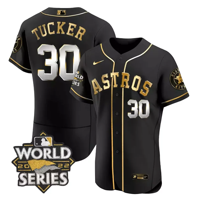 Flex Black Limited Kyle Tucker Astros 2022 World Series Gold Trim Jersey All Stitched