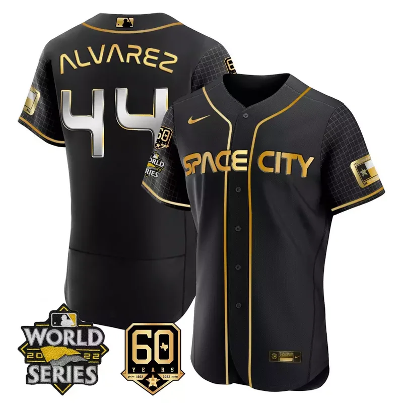 Flex Black Space Jeremy Pena Astros 2022 World Series 60th Patch Jersey All Stitched - Image 4