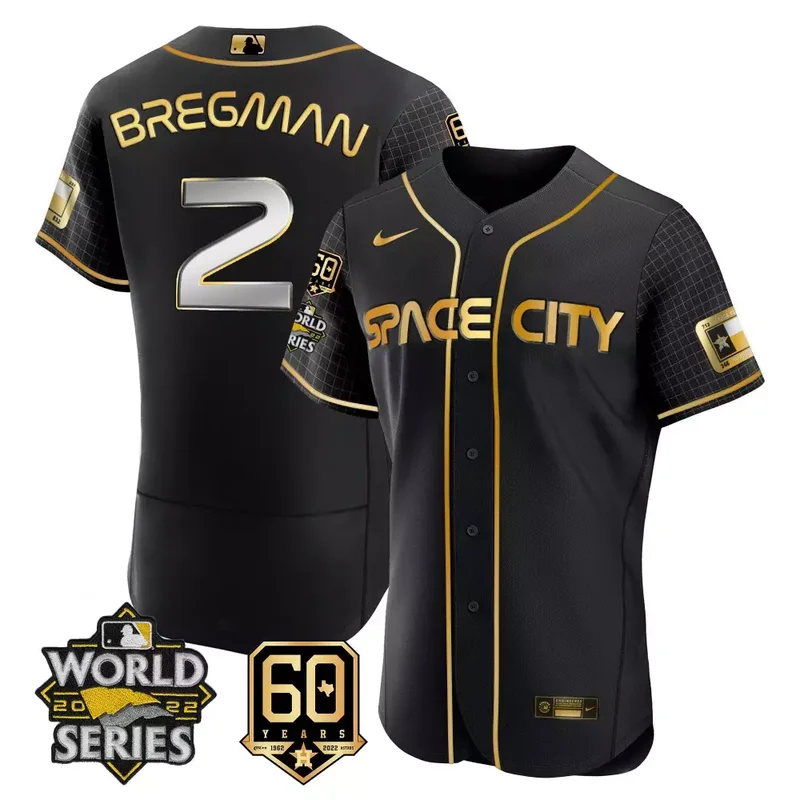 Flex Black Space Jeremy Pena Astros 2022 World Series 60th Patch Jersey All Stitched - Image 2