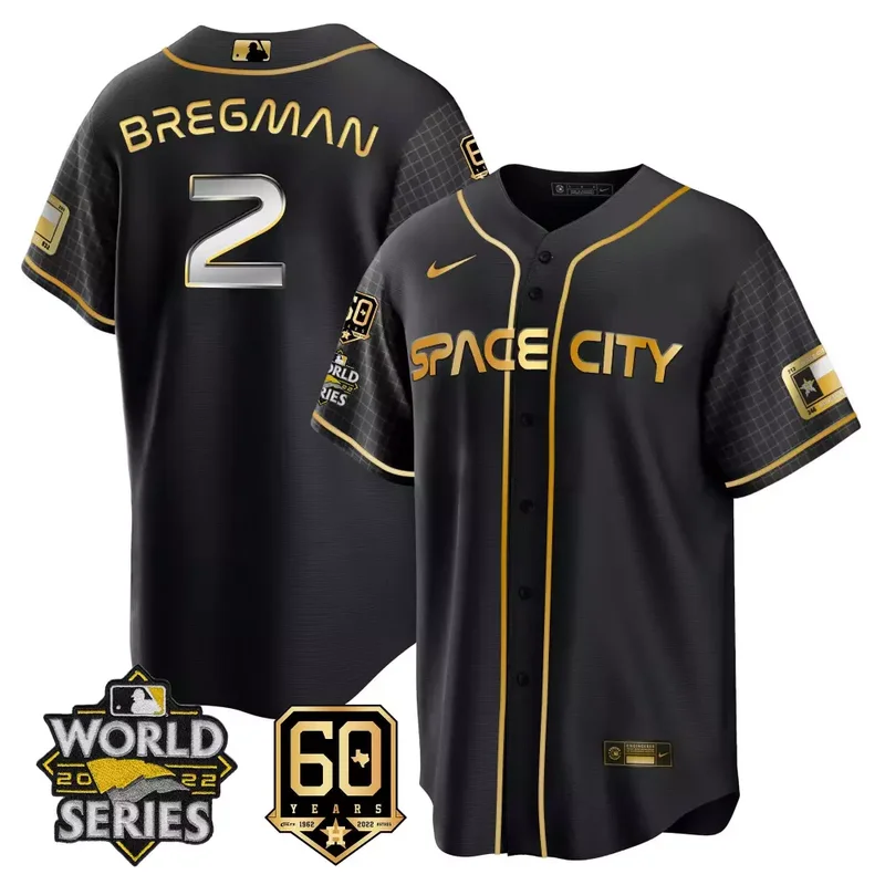 Flex Black Space Kyle Tucker Astros 2022 World Series 60th Patch Jersey All Stitched - Image 3
