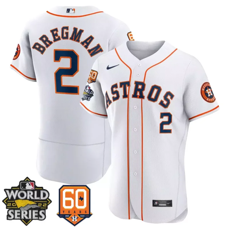 Flex Home Alex Bregman Astros 2022 World Series 60th Patch Jersey All Stitched