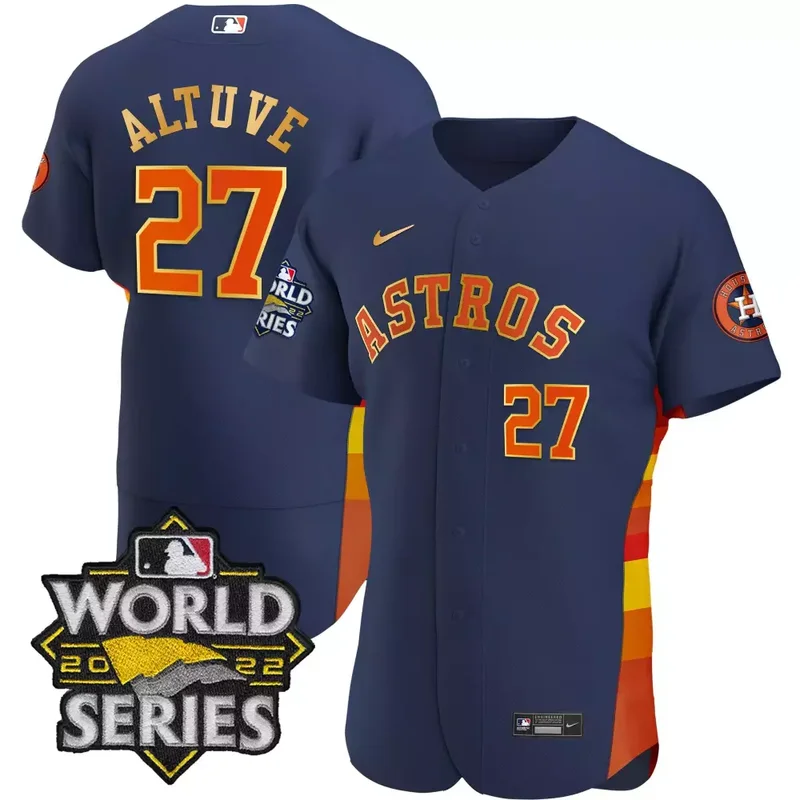 Flex Navy Jos Altuve Astros 2022 World Series Gold Limited Jersey All Stitched