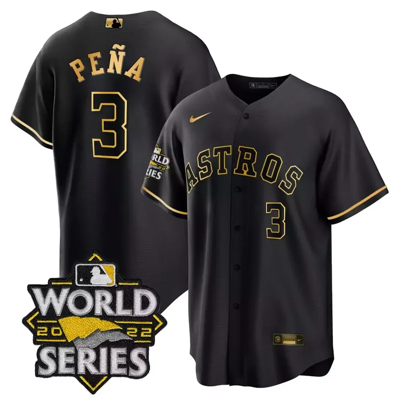 Flex Navy Jos Altuve Astros 2022 World Series Gold Limited Jersey All Stitched - Image 5