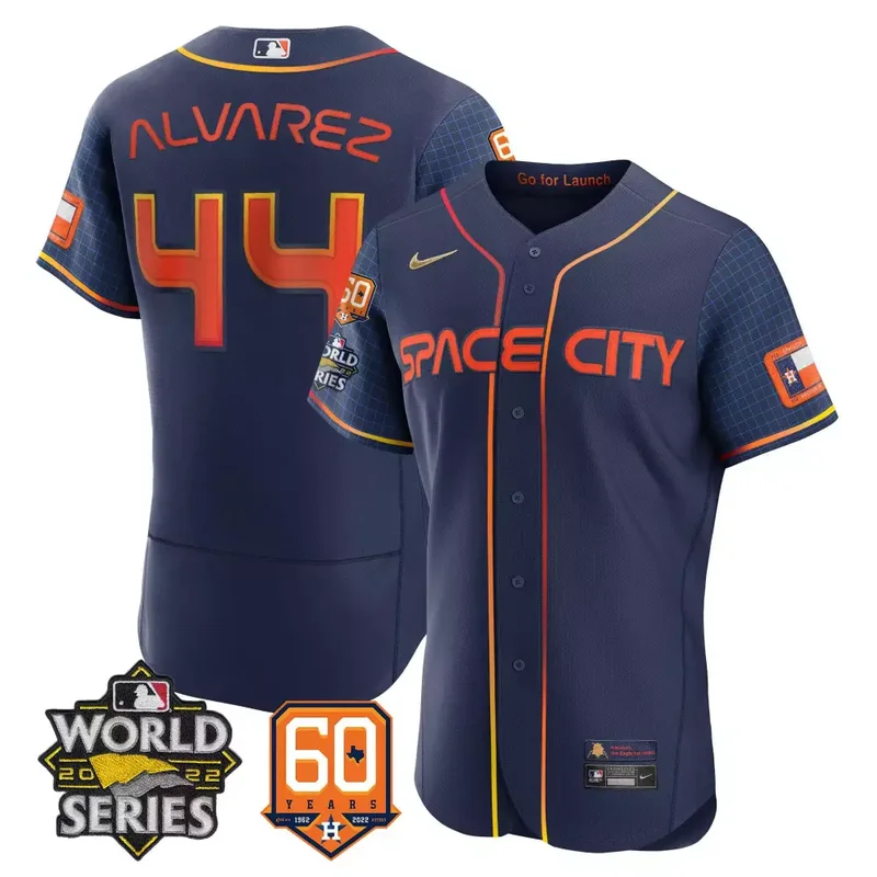 Flex Space City Yordan lvarez Astros 2022 World Series 60th Patch Jersey All Stitched