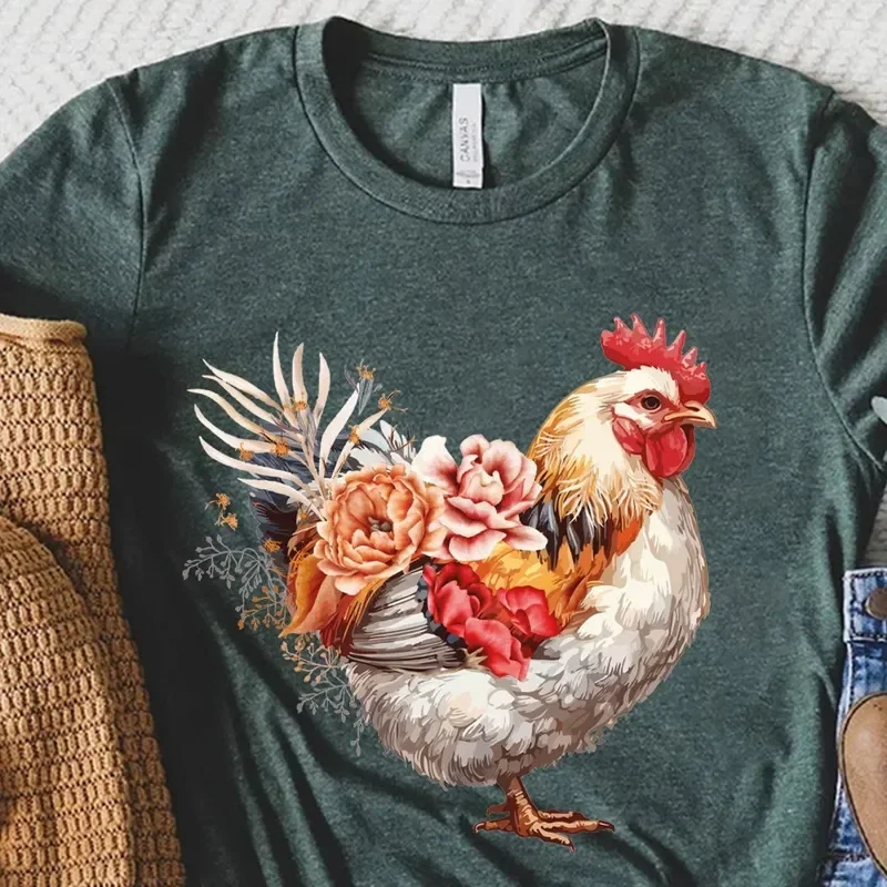 Floral Chicken Flower Animal Funny Farmer T-Shirt Hoodie Sweater Lover Farm